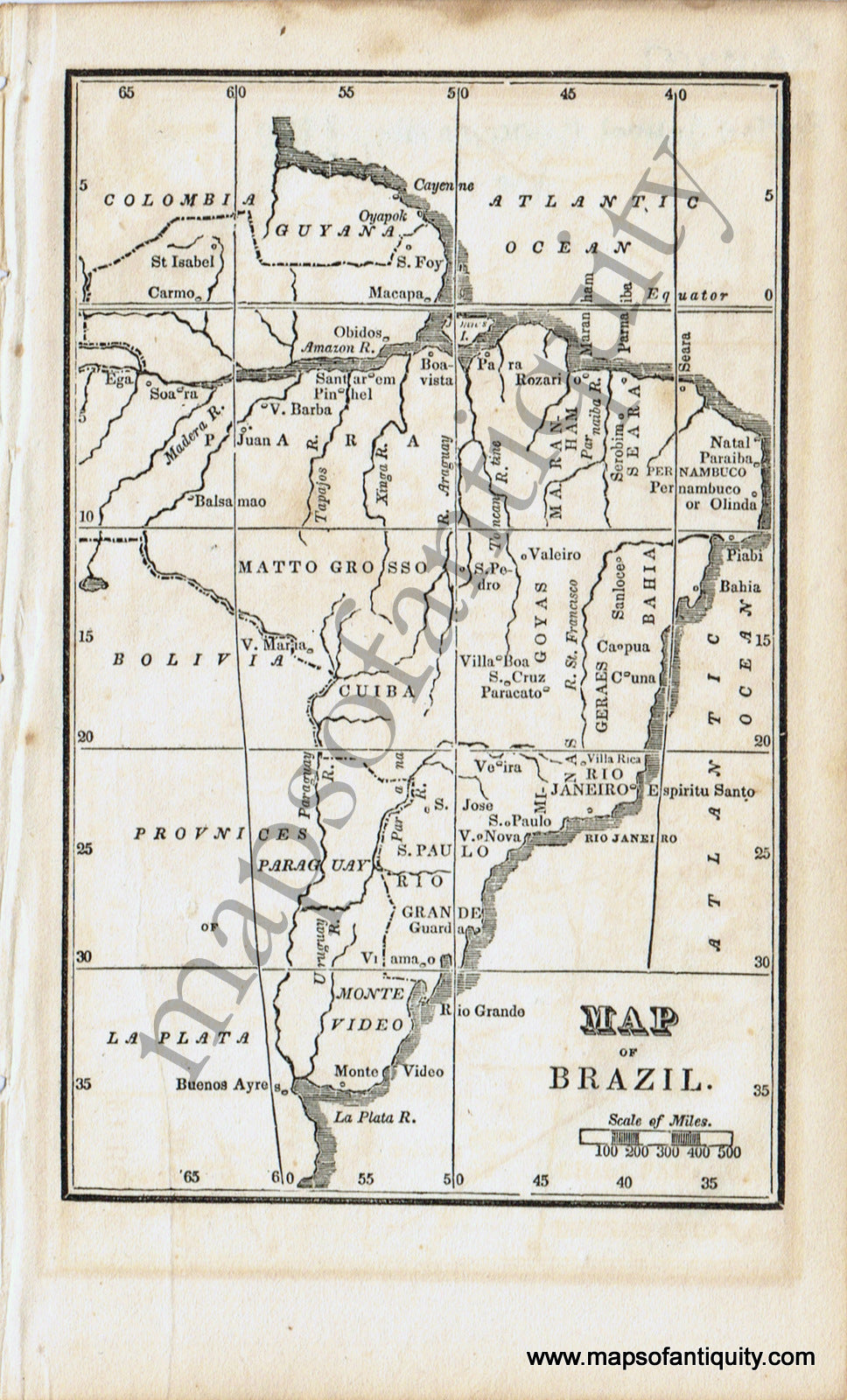 Antique-Black-and-White-Map-Map-of-Brazil-Caribbean-&-Latin-America-South-America-1830-Boston-School-Geography-Maps-Of-Antiquity