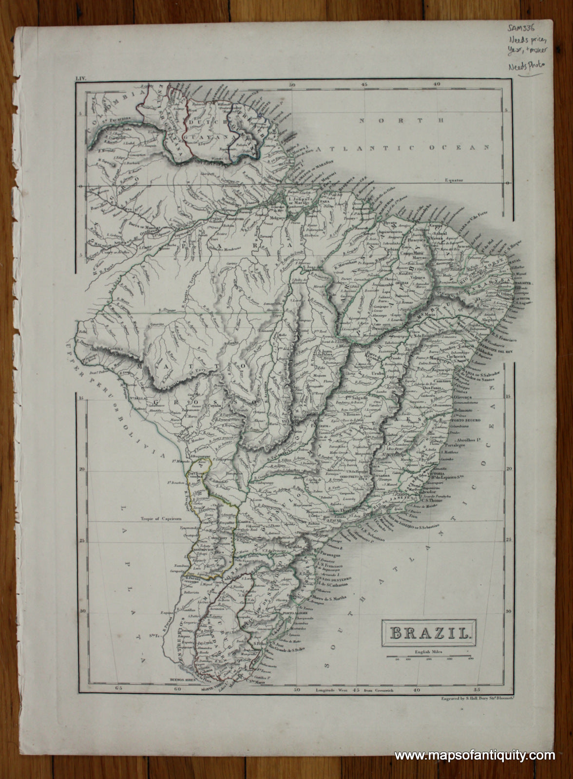 Antique-Hand-Colored-Map-Brazil-South-America--c.-1844-Black-Maps-Of-Antiquity