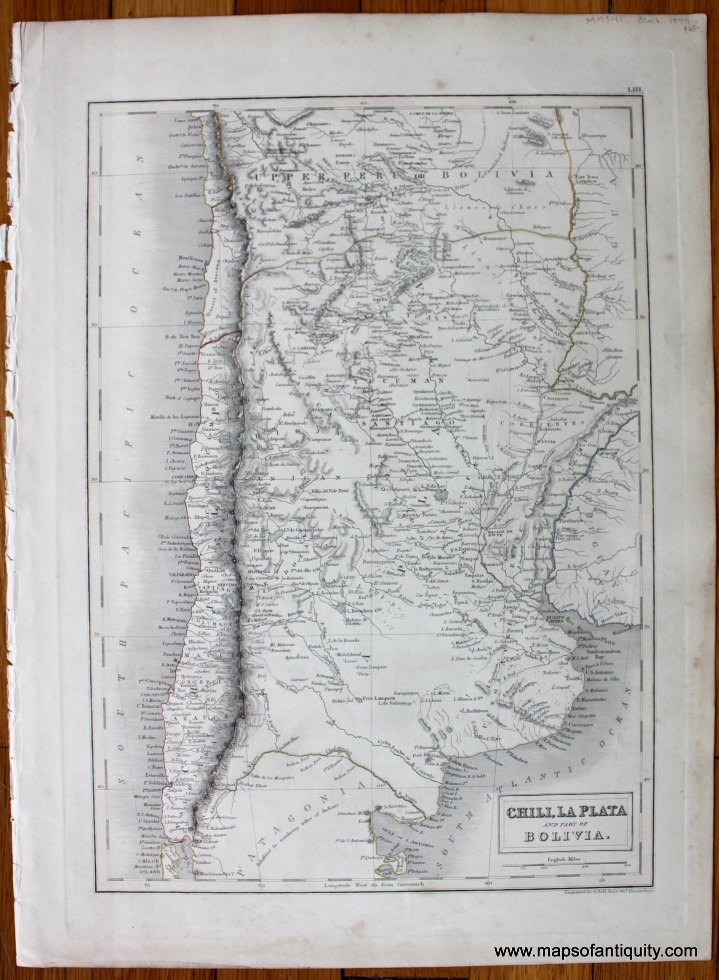 Antique-Hand-Colored-Map-Chili-La-Plata-and-part-of-Bolivia-South-America--1844-Black-Maps-Of-Antiquity