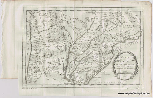 Antique-Map-Carte-Du-Paraguay-Bellin-1756-1750s-1700s-18th-Century-Maps-of-Antiquity