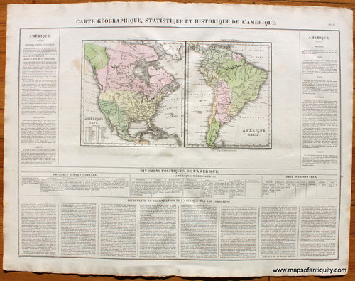 Antique-Map-Carte-Geographique-Statistique-et-Historique-de-L'Amerique-South-America-American-Buchon-French-1825-1820s-1800s-Early-19th-Century-Maps-of-Antiquity
