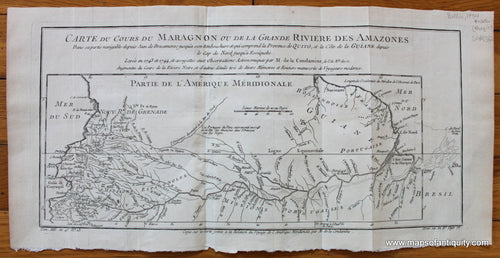 Antique-Map-French-Carte-du-Cours-du-Maragnon-ou-de-la-Grande-Riviere-des-Amazones-Amazon-River-Course-of-South-America-Bellin-1754-1750s-1700s-Mid-18th-Century-Maps-of-Antiquity