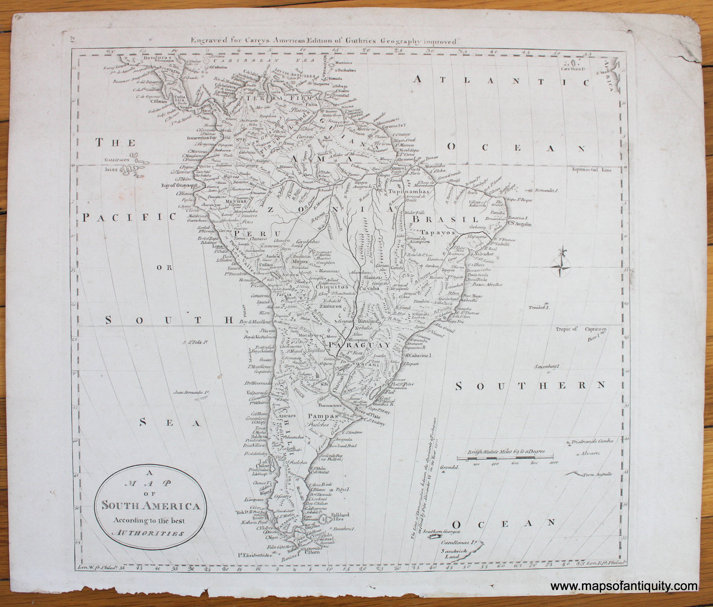Antique-Map-A-of-South-America-According-to-The-Best-Authorities-Carey-Carey's-American-Edition-of-Guthrie's-Geography-Improved-Maps-of-Antiquity