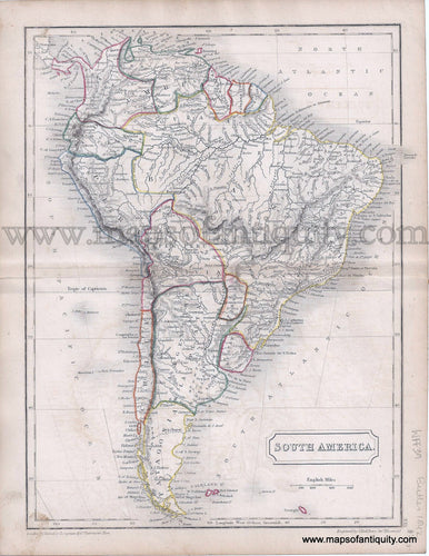 Antique-Hand-Colored-Map-South-America.-1842-Butler-1800s-19th-century-Maps-of-Antiquity
