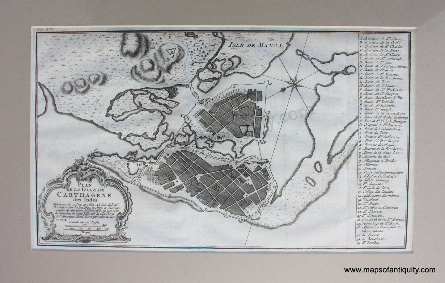 Antique-Uncolored-Map-Plan-De-La-Ville-De-Carthagene-des-Indes-1772-Prevost-1700s-18th-century-Maps-of-Antiquity