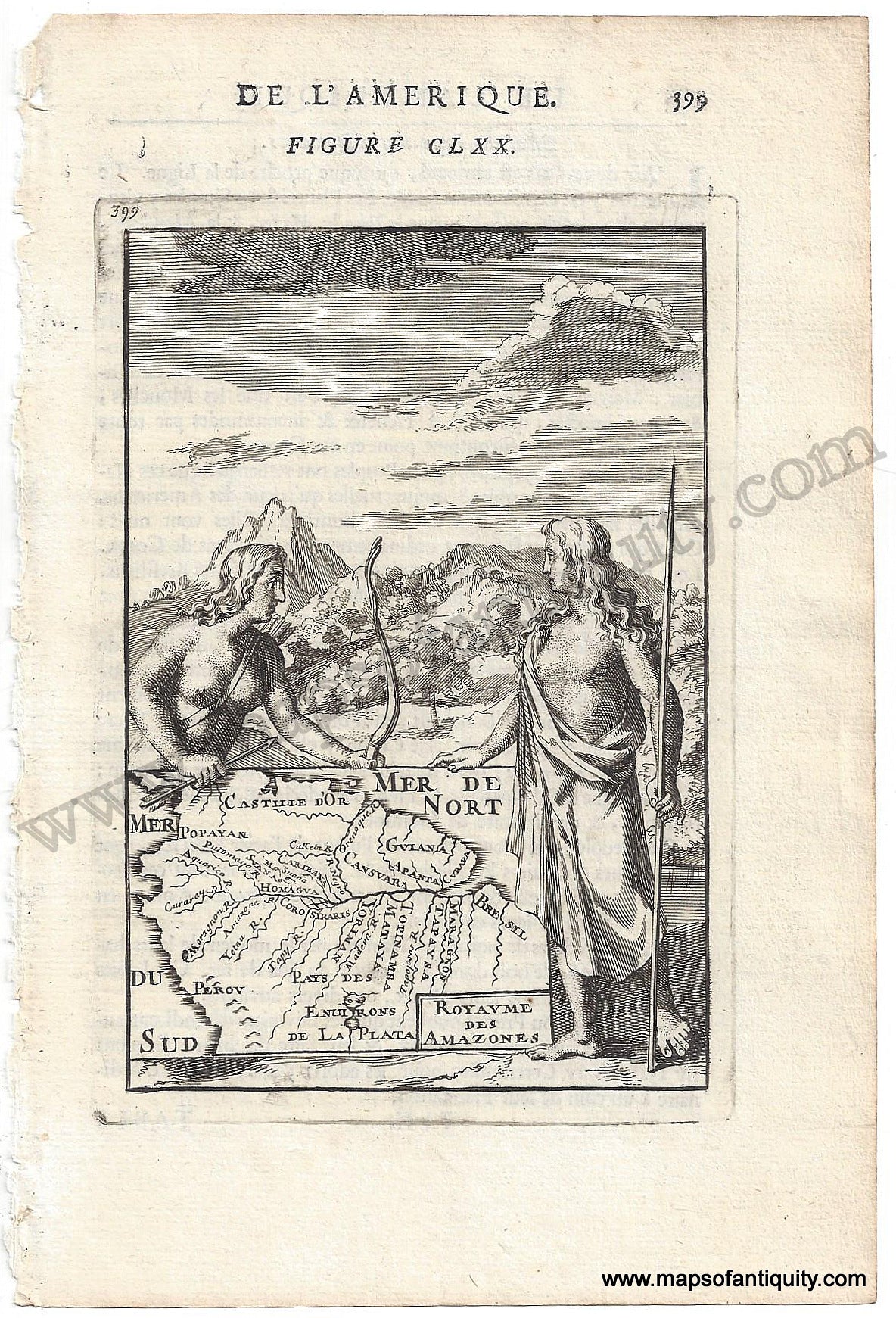 Antique-Uncolored-Print-Royaume-des-Amazones-1683-Mallet-1600s-17th-century-Maps-of-Antiquity