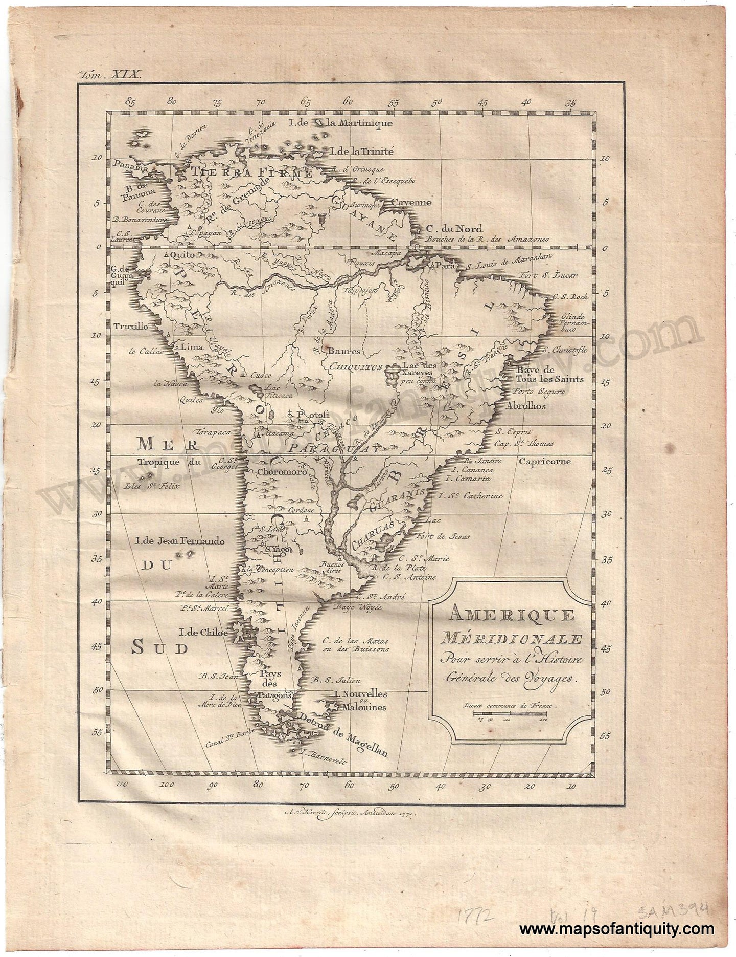 Antique-Uncolored-Map-South-America-Amerique-Meridionale-1772-Bellin--1800s-19th-century-Maps-of-Antiquity