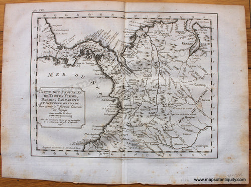 Antique-Uncolored-Map-South-America-Carte-des-Provinces-de-Tierra-Firme-Darien-Cartagene-et-Nouvelle-Grenade.-1772-Bellin--1800s-19th-century-Maps-of-Antiquity