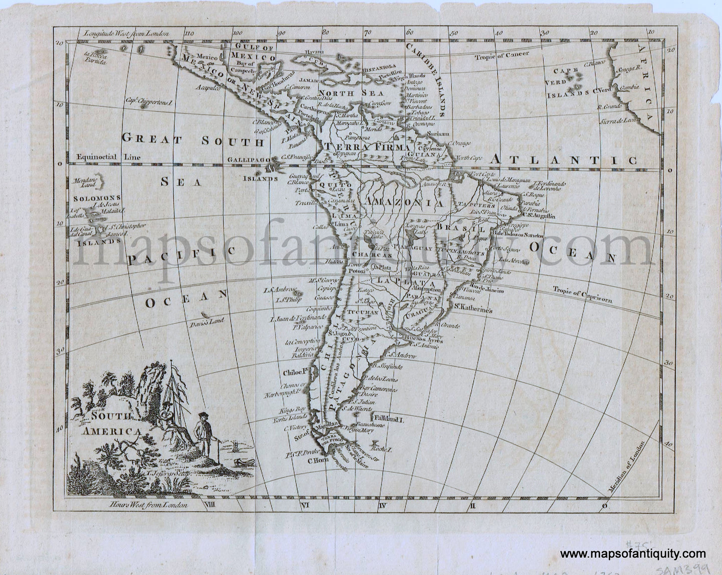 Antique-Black-and-White-Map-South-America-South-America-1762-Jefferys-/-London-Magazine--1700s-18th-century-Maps-of-Antiquity