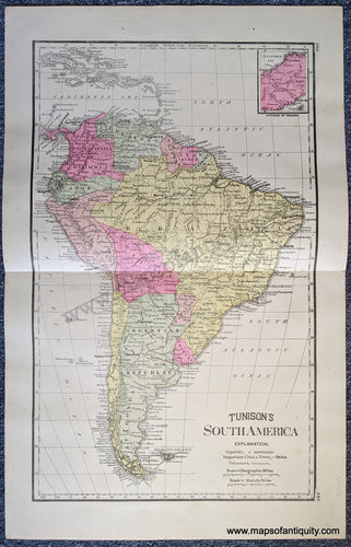 Antique-Map-Tunison's-South-America-South-America--1888-Tunison-Maps-Of-Antiquity-1800s-19th-century