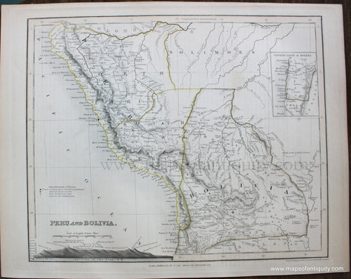 Genuine-Antique-Map-Peru-and-Bolivia-South-America--1850-Petermann-/-Orr-/-Dower-Maps-Of-Antiquity-1800s-19th-century