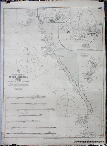 Genuine-Antique-Nautical-Chart-West-Coast-of-South-America-Sheet-XIV-Peru---Independencia-Bay-to-Begueta-Bay-1836/1905-Hydrographic-Office-of-the-British-Admiralty-Maps-Of-Antiquity
