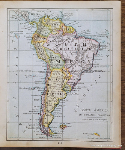 Genuine-Antique-Map-South-America-on-Mercator-Projection-1900-Rand-McNally-Maps-Of-Antiquity