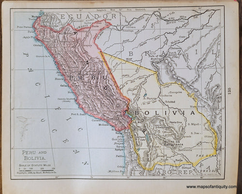 Genuine-Antique-Map-Peru-and-Bolivia-1900-Rand-McNally-Maps-Of-Antiquity