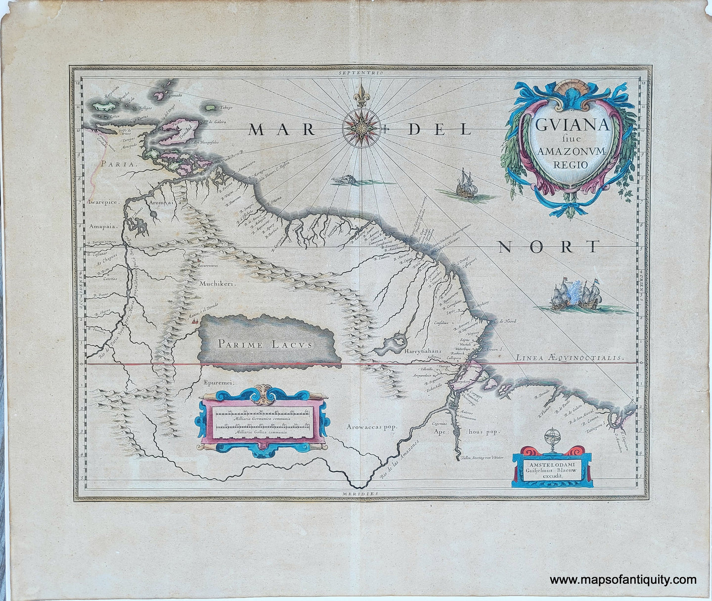 Genuine-Antique-Map-Guiana-siue-Amazonum-Regio-1640-Blaeu-Maps-Of-Antiquity