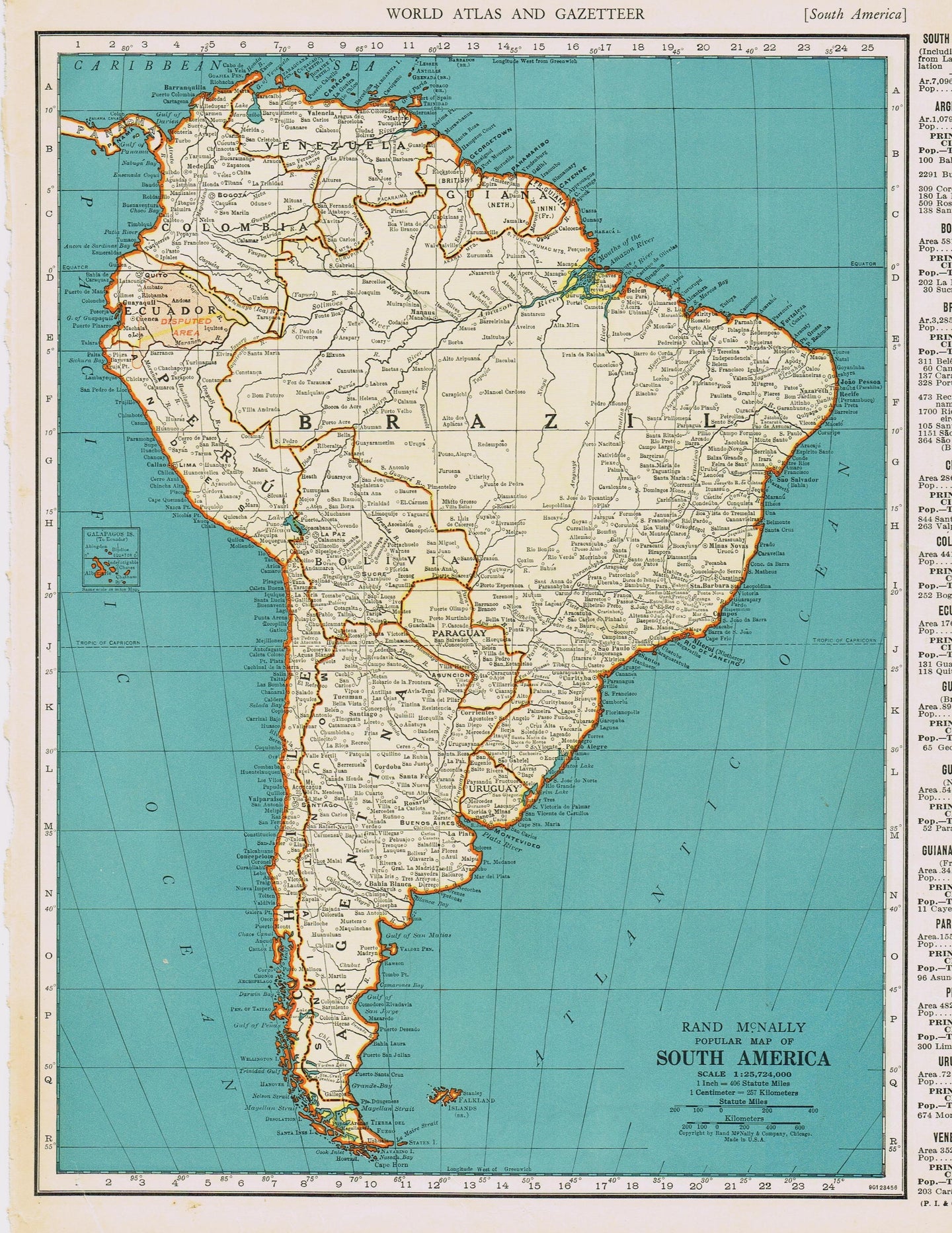 Genuine-Antique-Map-Popular-Map-of-South-America--1940-Rand-McNally-Maps-Of-Antiquity