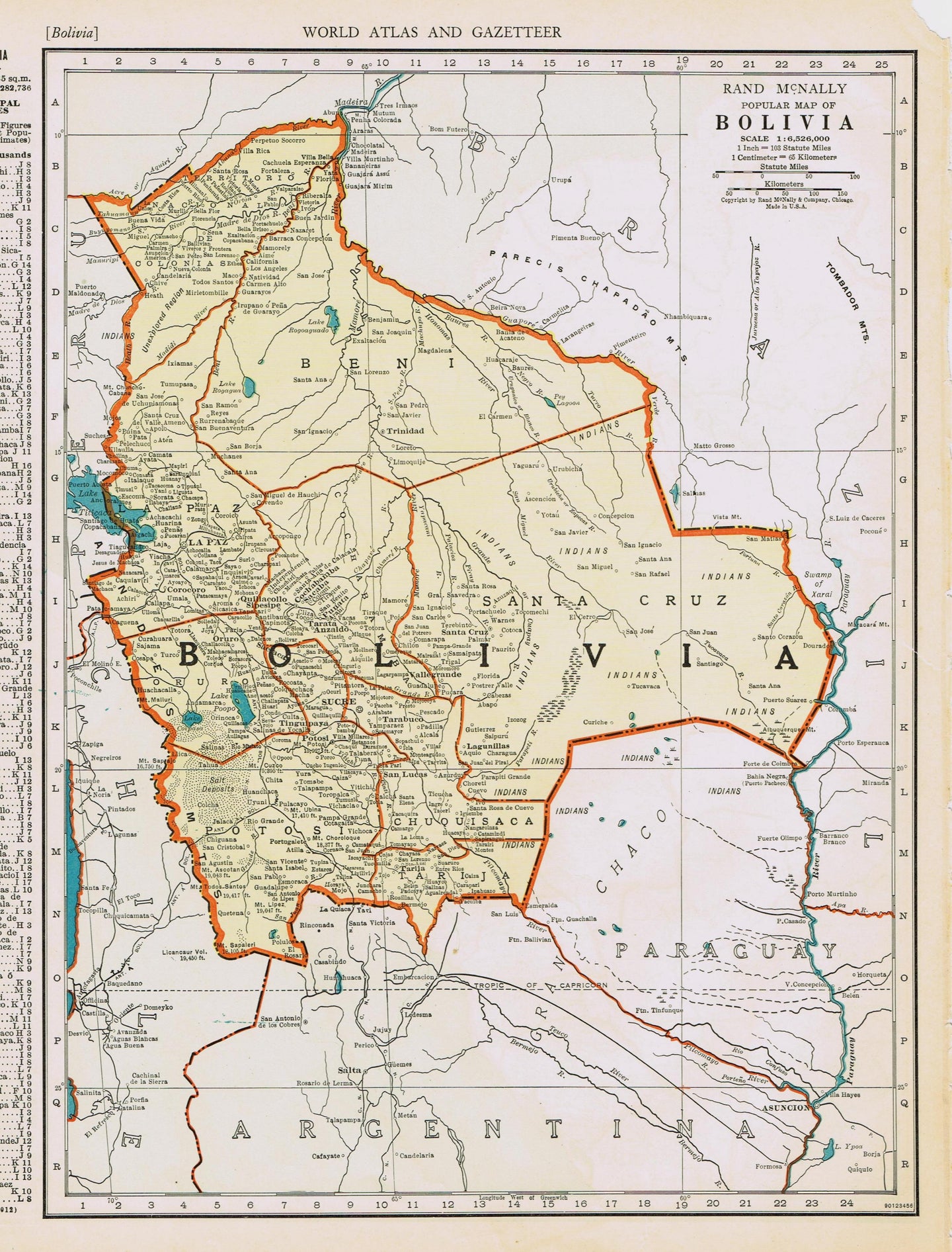 Genuine-Antique-Map-Popular-Map-of-Bolivia-1940-Rand-McNally-Maps-Of-Antiquity