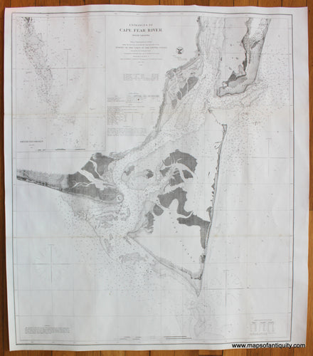 Antique-Nautical-Chart-Entrances-Cape-Fear-River-North-Carolina-*********-United-States-South-1866-U.S.-Coast-Survey-Maps-Of-Antiquity