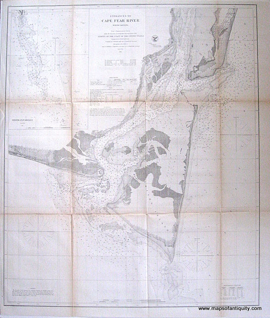 Antique-Nautical-Chart-Entrances-Cape-Fear-River**********-United-States-South-1866-U.S.-Coast-Survey-Maps-Of-Antiquity