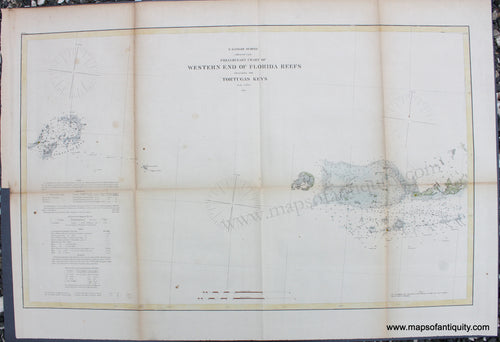 Antique-Nautical-Chart-Preliminary-Chart-of-Western-End-of-Florida-Reefs-including-Tortugas-Keys*********-United-States-South-1864-U.S.-Coast-Survey-Maps-Of-Antiquity