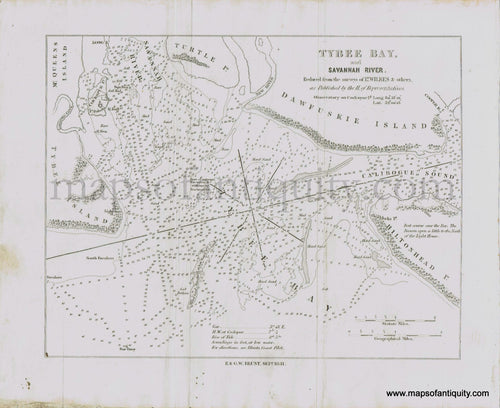 Antique-Map-Tybee-Bay-and-Savannah-River.-Reduced-from-the-surveys-of-Lt.-Wilkes-&-others-Georgia-Blunt-1841-1840s-1800s-19th-Century-Maps-of-Antiquity