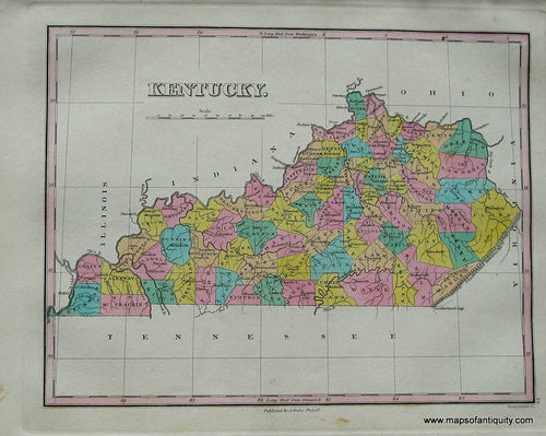 Antique-Hand-Colored-Map-Kentucky.-United-States-South-1827-Anthony-Finley-Maps-Of-Antiquity