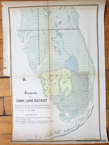 1855 - Diagram of Tampa Land District - Antique Map
