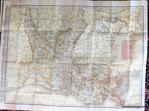 Antique-Folding-Pocket-Map-Louisiana-Rand-McNally-Indexed-Pocket-Map-Tourists'-and-Shipper's'-Guide-******-Louisiana-Folding-Maps-1928-Rand-McNally-Maps-Of-Antiquity