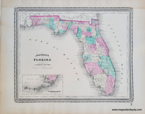 Antique-Map-Florida-FL-Johnson-1870-1800-19th-century-Maps-of-Antiquity