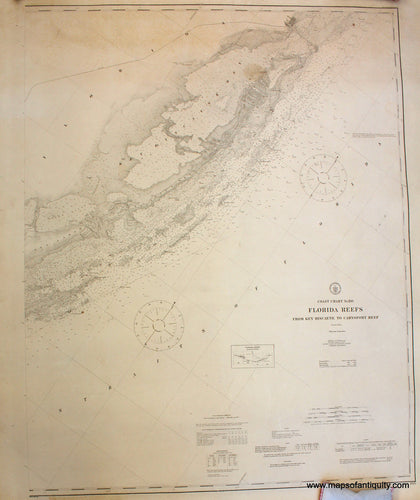 Antique-Coastal-Chart-Miami-Coast-Chart-No.-166-Florida-Reefs-from-Key-Biscayne-to-Carysfort-Reef-**********-Nautical-South-1909-U.S.-Coast-Survey-Maps-Of-Antiquity