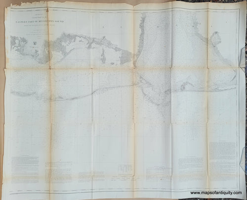 Antique-Coastal-Report-Chart-Eastern-Part-of-Mississippi-Sound-Alabama--United-States-South-1860-U.S.-Coast-Survey-Maps-Of-Antiquity