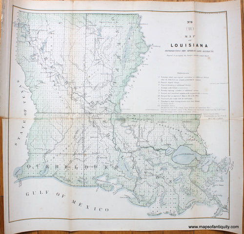 1857 - (H) Map of Louisiana - Antique Survey Map