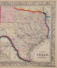 Load image into Gallery viewer, Antique-Hand-Colored-Map-County-Map-of-Texas-Galveston-Bay-United-States-1862-Mitchell-Maps-Of-Antiquity
