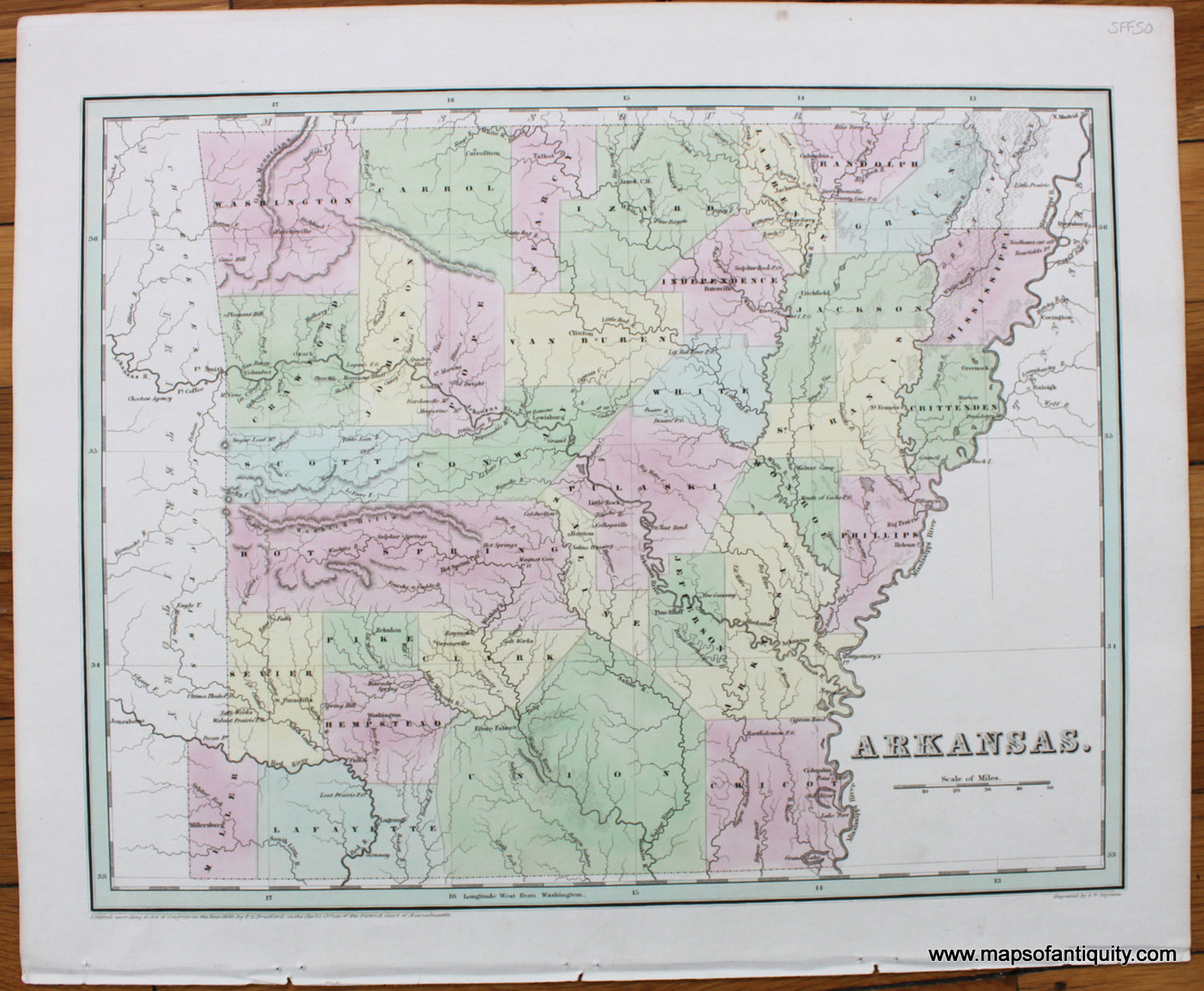 Antique-Hand-Colored-Map-Arkansas.-United-States-South-1838-Bradford-Maps-Of-Antiquity