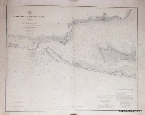 Antique-Coastal-Report-Chart-Entrance-to-Pensacola-Bay-Florida-**********-United-States-Florida-1859/1885-U.S.-Coast-and-Geodetic-Survey-Maps-Of-Antiquity