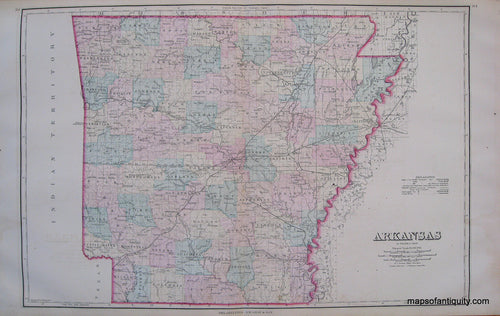 Antique-Hand-Colored-Map-Arkansas-United-States-Arkansas-1876-Gray-Maps-Of-Antiquity