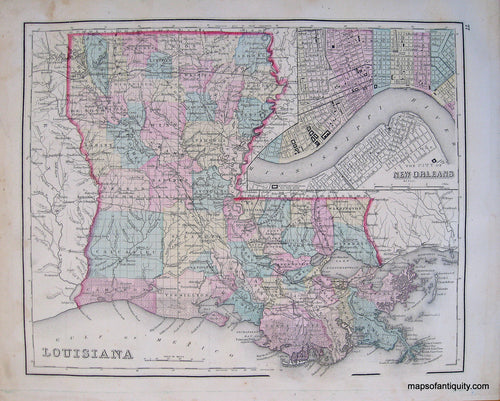Antique-Hand-Colored-Map-Mississippi-Louisiana-******-United-States-Mississippi-1876-Gray-Maps-Of-Antiquity