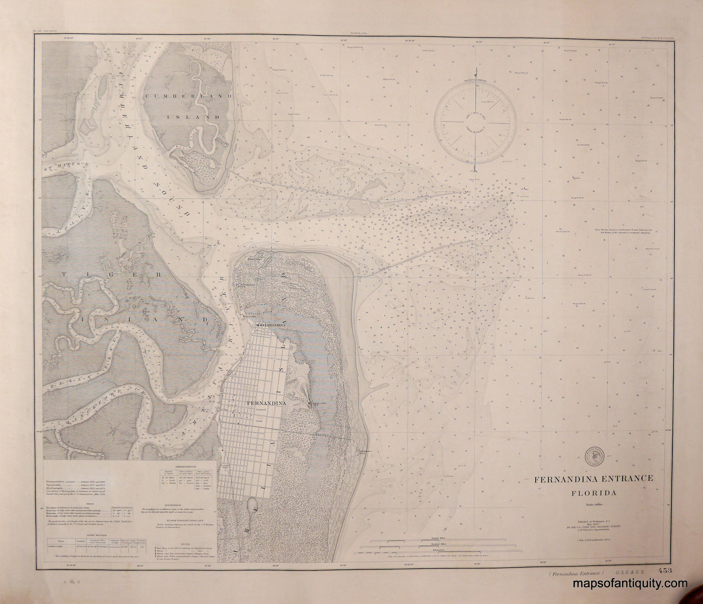 Antique-Nautical-Chart-Fernandina-Entrance-Florida-**********-United-States-Florida-1903-U.S.-Coast-&-Geodetic-Survey-Maps-Of-Antiquity
