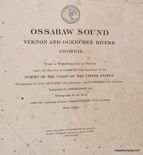 Load image into Gallery viewer, 1879 - Ossabaw Sound, Vernon and Ogeechee Rivers, Georgia - Antique Chart
