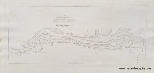 Antique-Black-and-White-Coast-Chart-Savannah-River-From-its-mouth-to-the-City-of-Savannah-Georgia-GA-United-States-South-1833-Blunt-Maps-Of-Antiquity