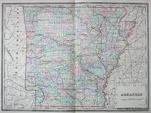 Antique-Hand-Colored-Map-Arkansas-United-States-South-1887-Bradley-Maps-Of-Antiquity