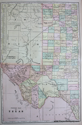 Antique-Printed-Color-Map-Western-Half-of-Texas-verso:-Mississippi-and-Louisiana-North-America-South-1900-Cram-Maps-Of-Antiquity