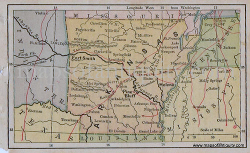 Antique-Map-Miniature-Map-of-Arkansas-1880-Bradstreet-1800s-19th-century-maps-of-Antiquity