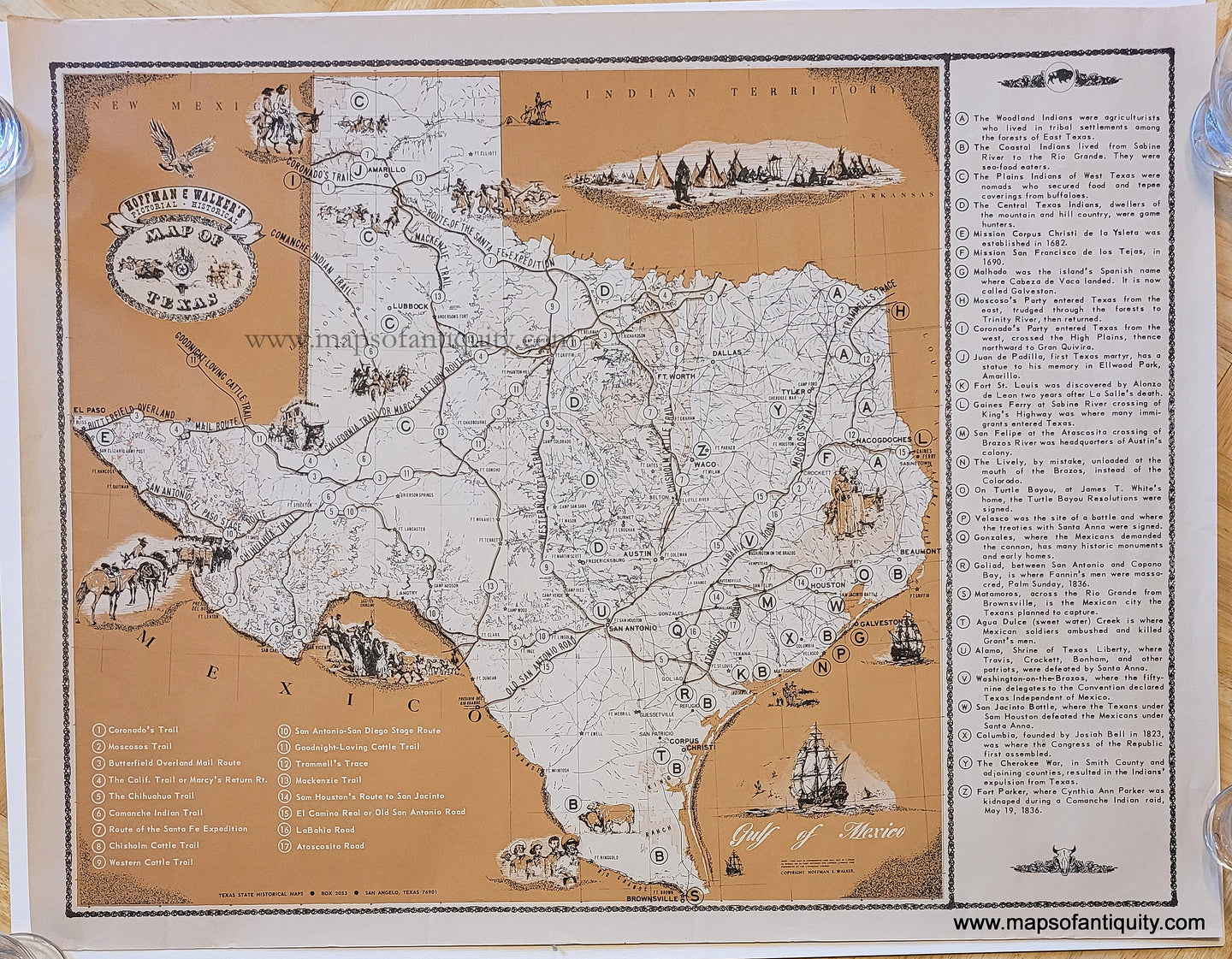 Printed-Color-Pictorial-Map-Hoffman-&-Walker's-Pictorial-Historical-Map-of-Texas-c.-1960-Hoffman-&-Walker-South-Texas-1900s-20th-century-Maps-of-Antiquity