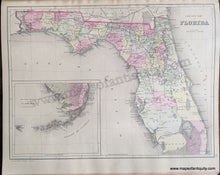 Load image into Gallery viewer, Antique-Hand-Colored-Map-Double-sided-sheet-with-multiple-maps:-Centerfold---County-Map-of-the-States-of-Arkansas-Mississippi-and-Louisiana-;-versos:-County-Map-of-Florida-/-Plan-of-New-Orleans-United-States-South-1884-Mitchell-Maps-Of-Antiquity-1800s-19th-century
