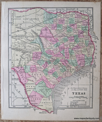 Antique-Uncolored-Map-Texas-United-States-South-1857-Morse-and-Gaston-Maps-Of-Antiquity-1800s-19th-century