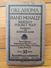 Load image into Gallery viewer, 1925 - Oklahoma Rand McNally Indexed Pocket Map - Antique Map
