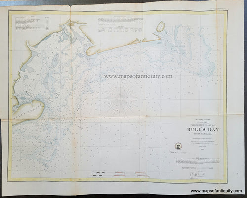 Genuine-Antique-Coast-Survey-Chart-Preliminary-Chart-of-Bull's-Bay-South-Carolina-1859-US-Coast-Survey-Maps-Of-Antiquity