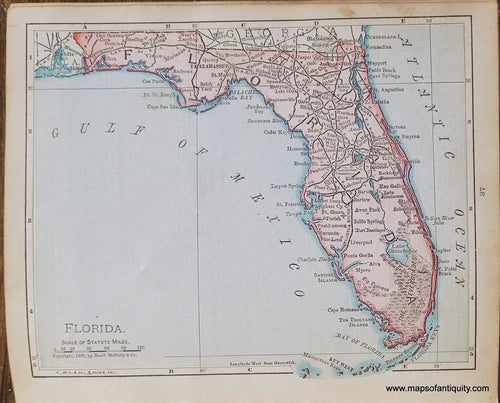 Genuine-Antique-Map-Florida-1900-Rand-McNally-Maps-Of-Antiquity