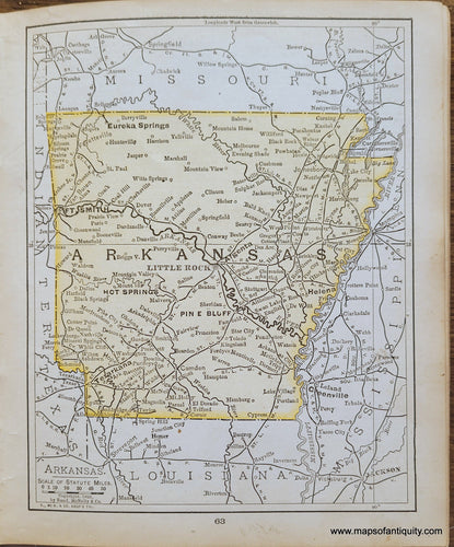 Genuine-Antique-Map-Arkansas-1900-Rand-McNally-Maps-Of-Antiquity